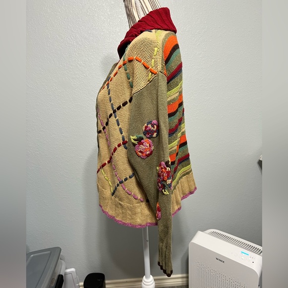 Vintage Susan Bristol knit sweater petite small multi colored button cardigan - Picture 6 of 10